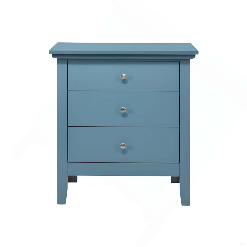 Table de chevet contemporaine contemporaine avec trois tiroirs spacieux pour un grand rangement, aucun assemblage requis