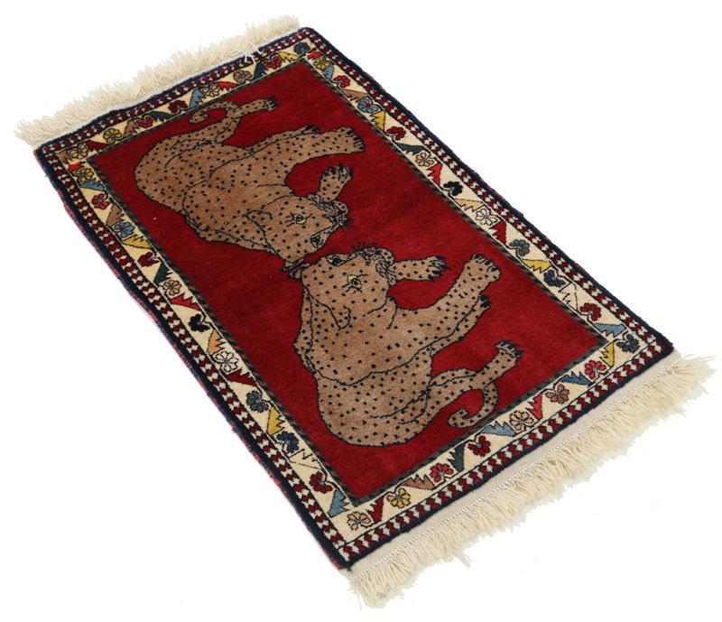 Fine Hand Knotted Cheetah Persian Shiraz Rug 2' X 3'2''