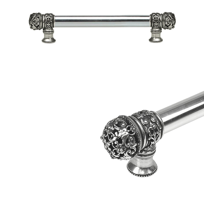 Juliane Grace 6 inches c.c. with 5/8 smooth center long pull small finial in Satin, Silver, 6"