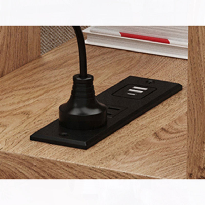 Console très longue avec station de charge, Marron clair