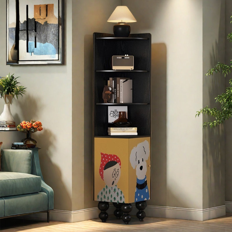 Cute pattern multi-layer corner bookcase
