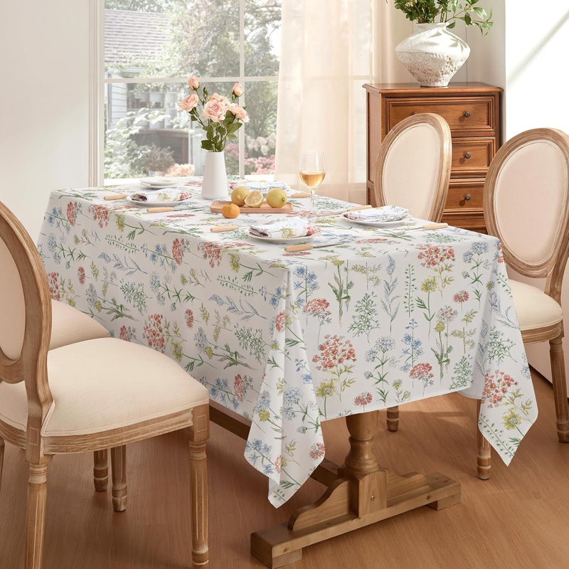 Large Spring Floral Table Cloth Wipeable Tablecloths 240x140 cm ,Rectangular