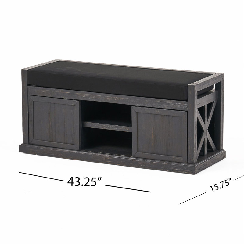 Banc de rangement Oyola, Gris foncé / Noir