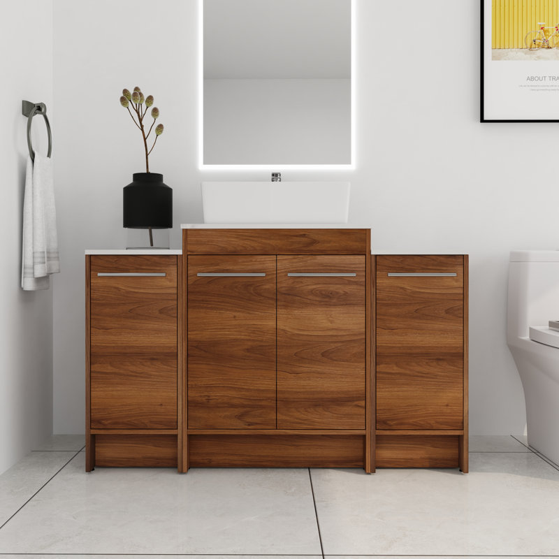 Meuble-lavabo autoportant avec plateau en céramique Danessa