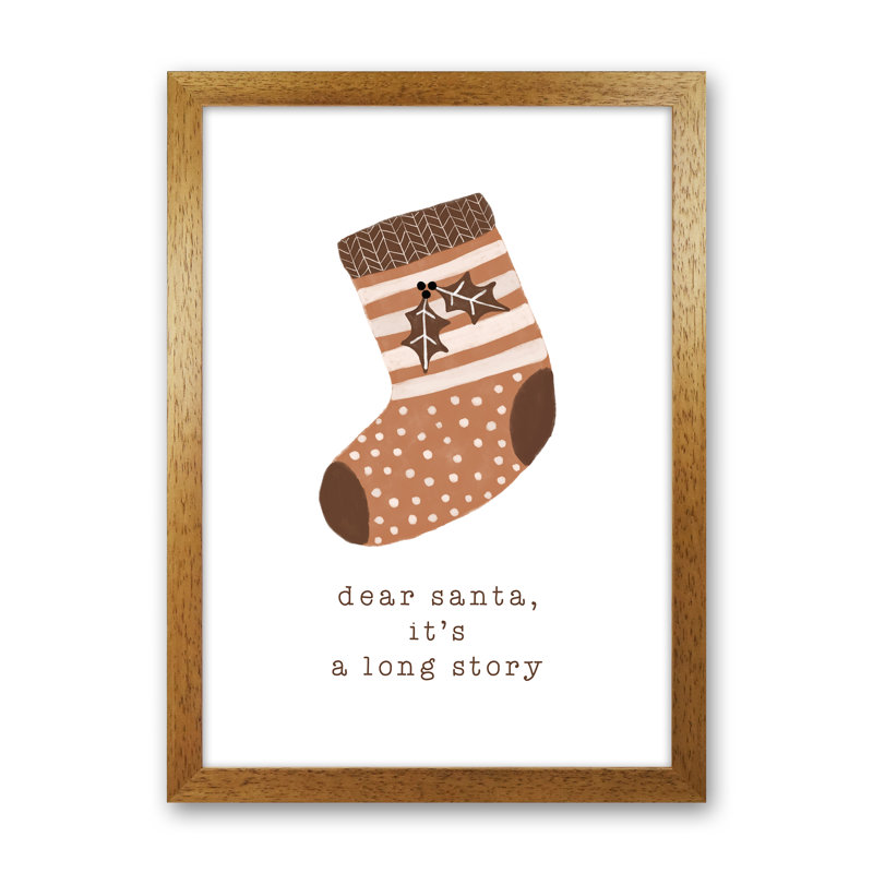 Dear Santa It's A Long Story By Orara - Print, 46cm H x 34cm W x 3cm D, Brown Framed