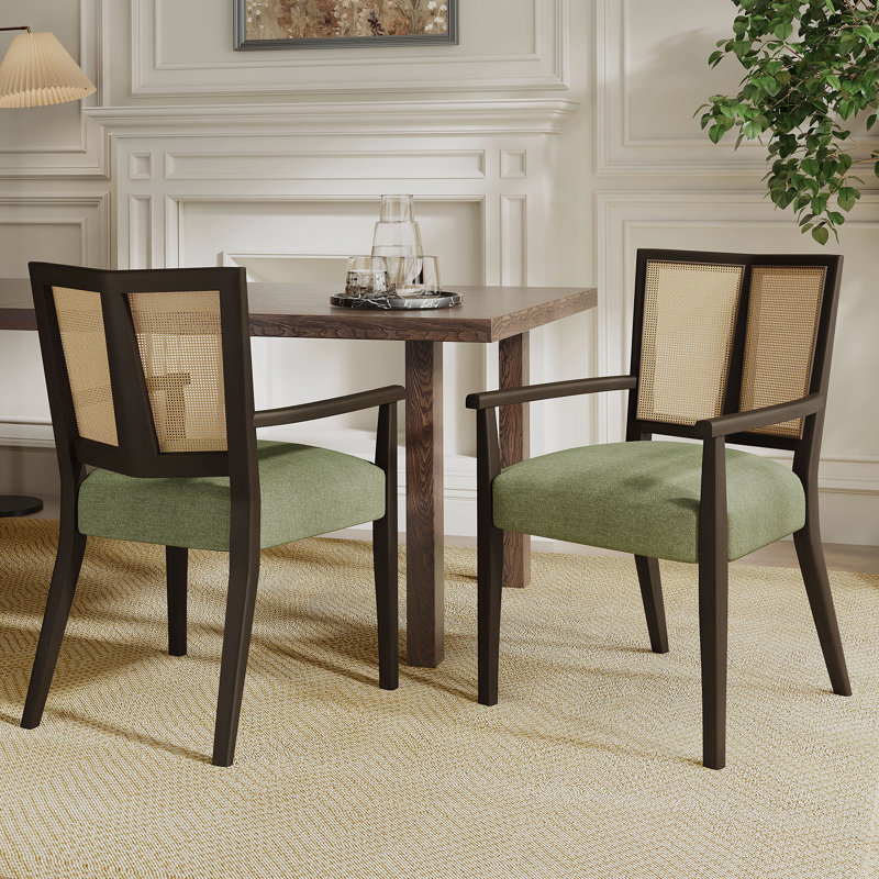 Ensemble de 2 chaises de salle à manger (brun foncé et vert)