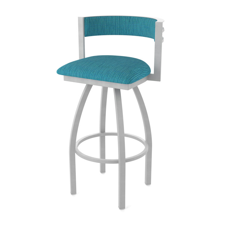 Tabouret Artémis, Tabouret de bar (siège d'une hauteur de 30 po), Nickel anodisé, Tissu - marée graphique