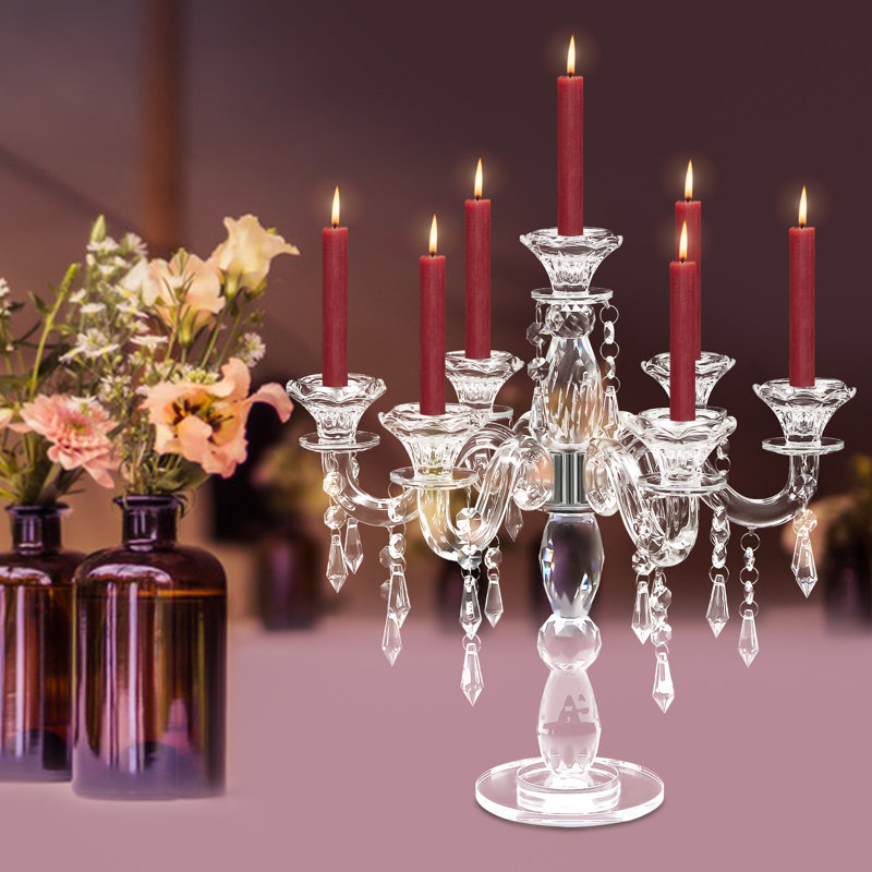 14'' H Crystal Tabletop Candelabra