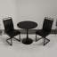Petite table de cuisine noire de 31,5 po avec 2 chaises de salle à manger en polyuréthane confortables, un support en métal et une base pour 4 personnes, en forme de tulipe, table et chaises