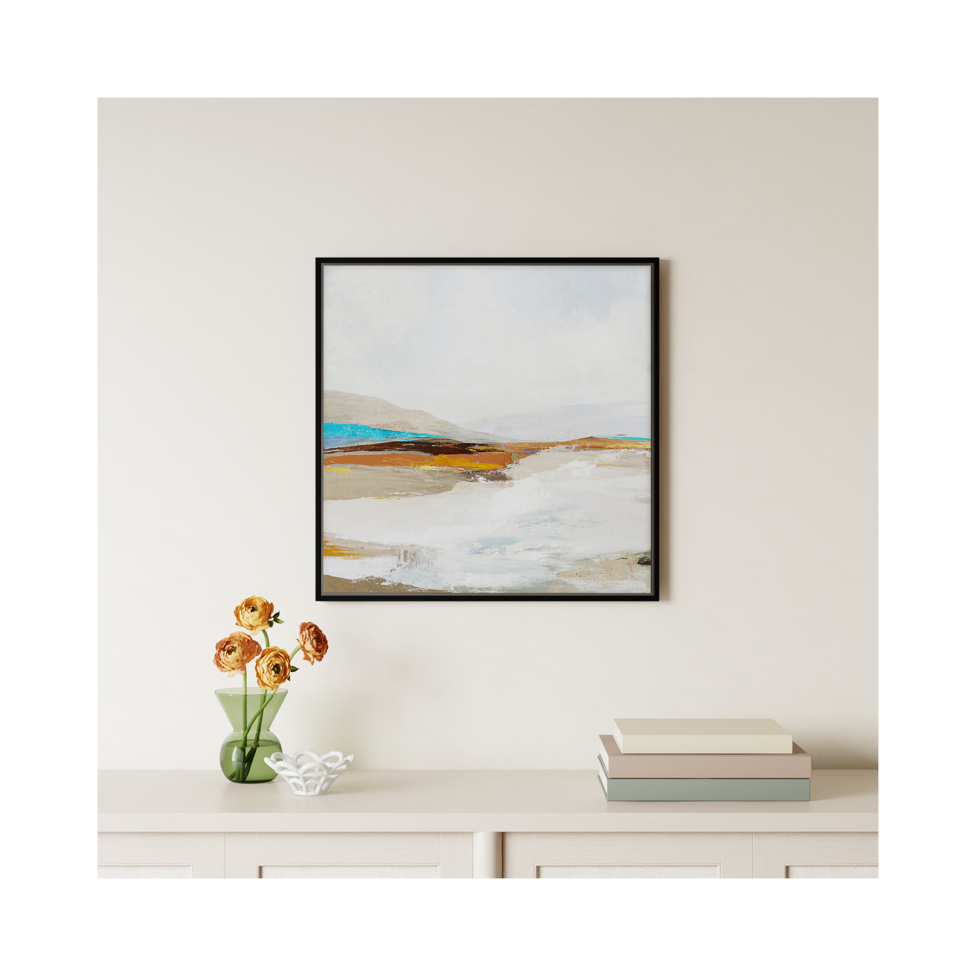 Soft Sea I by Allison Pearce - Floater Frame Print on Canvas, Black Framed, 25.5" H x 25.5" W