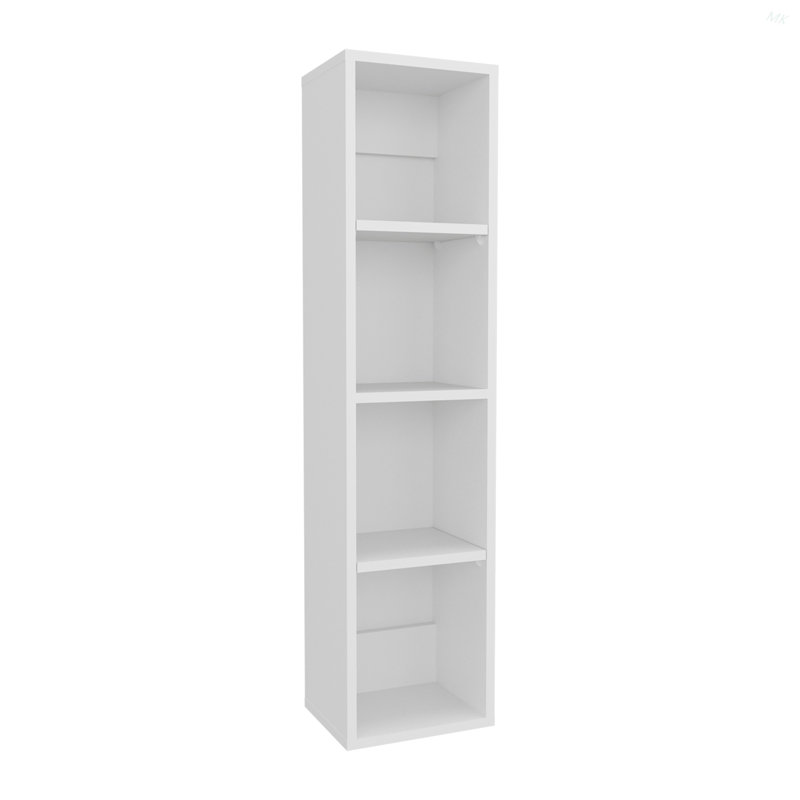 Armoire de rangement murale haute en bois manufacturé avec 4 tablettes ouvertes, organisateur de salle de bain mince