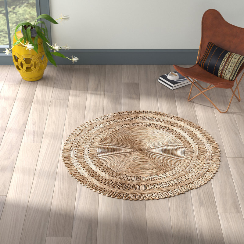 Vincenzo Handmade Flatweave Natural Area Rug, Round 8'
