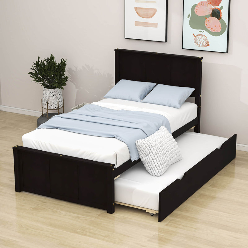 Deshannon Twin Size Wood Bed with Trundle, Espresso