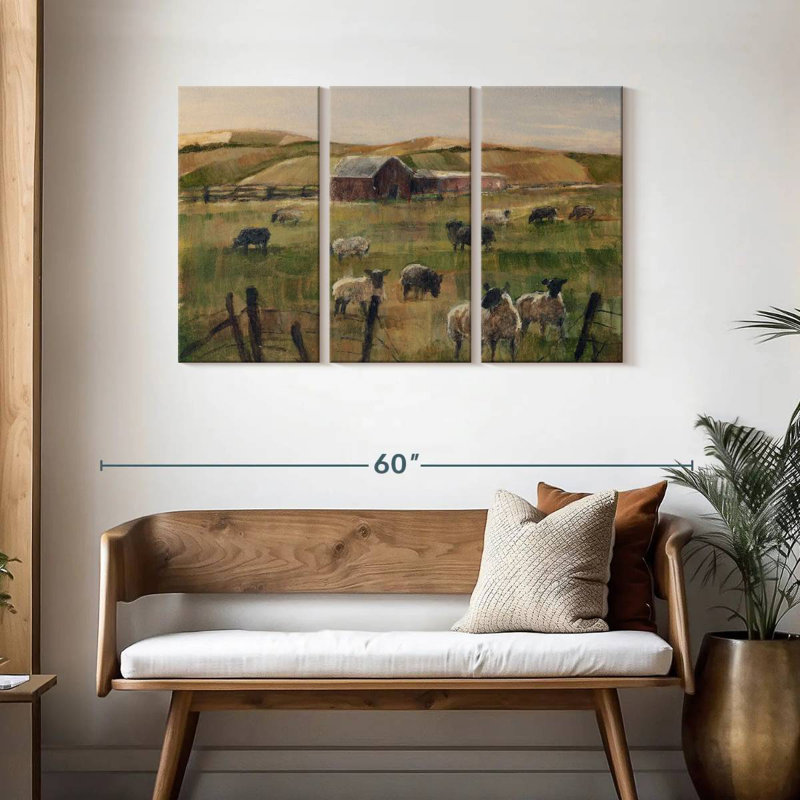 Alvord Moutons qui paissent I, H 28 po x l 45 po