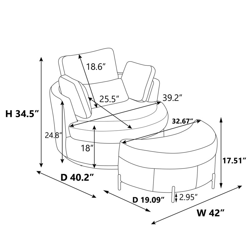 Fauteuil demi-tonneau pivotant de 42,2 po de large et demi avec repose-pieds Sherpa, Chenille verte