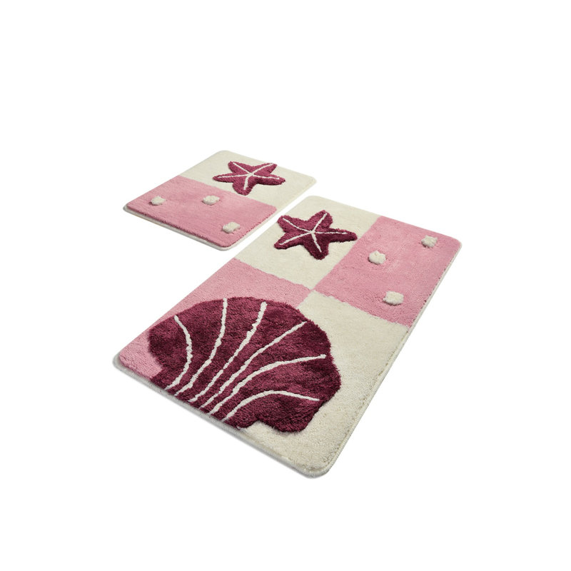 Ensemble de tapis pour salle de bain 2 pièces Koret, Rose / rouge