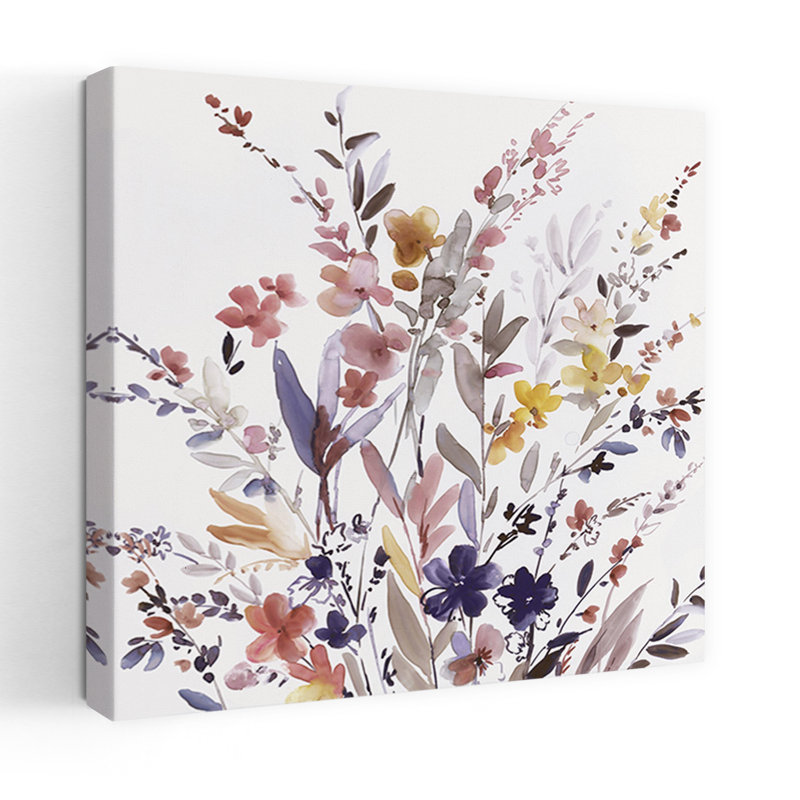 Enchanted Summer Delicate Elegant Minimalist Flower Art, H 18 po x l 18 po