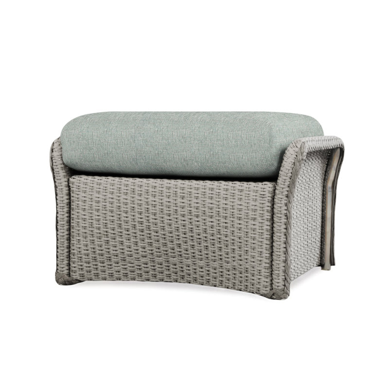 Weekend Retreat Outdoor Ottoman, Flagship Lapis Sunbrella®, Pewter