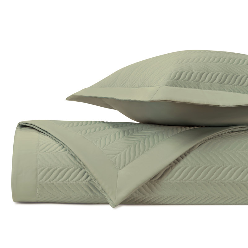 Egyptian Certified Cotton Coverlet Set, King Coverlet + 2 King Shams, Crystal Green