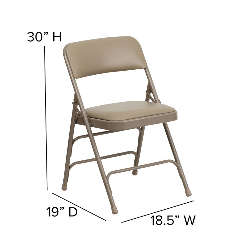 Oliverson Upholstered Metal Folding Event Chairs with Padded Seats, Beige