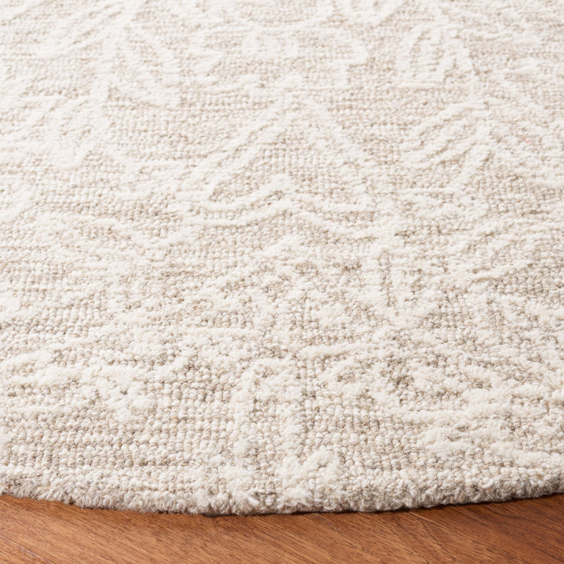 Tapis en laine / coton touffeté à la main Bathelda beige / ivoire, Rond 6 pi