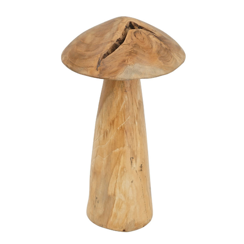 Décoration décorative champignon en bois de teck brun, H 15,7 po x l 8,7 po x P 8,7 po