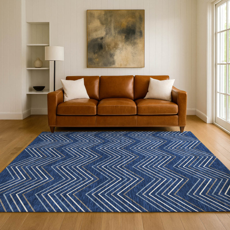 Tapis de qualité supérieure lavable à la machine Mayfield AMF2391, Marine, 3 pi x 5 pi