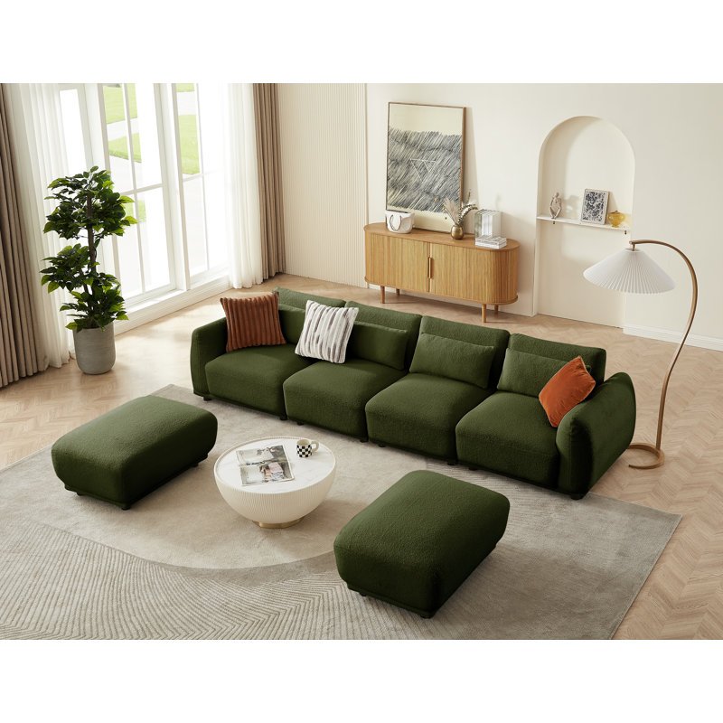 Canapé modulaire 2 pièces Emorie, Laine verte