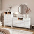 Ensemble de commode 2 pièces - Comprend une commode à 5 tiroirs et une commode à 7 tiroirs, blanc