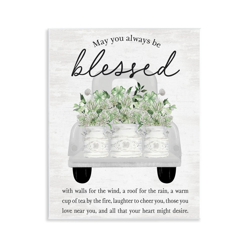 Plaque murale «Always Be Blessed Spring Florals», design avec lettres et doublure