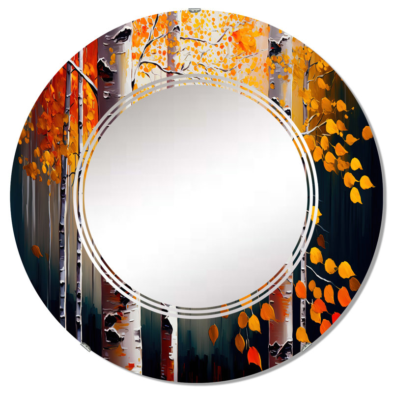 Miroir mural Ommy Autumn Birch Trees Forest II, 32 po x 32 po
