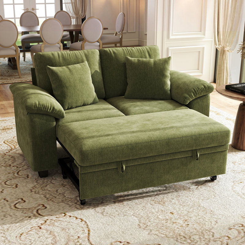 Canapé-lit convertible 61 po avec rangement dissimulé et accoudoirs rembourrés ergonomiques, Green