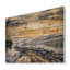 Paysage d'hiver avec route sous un coucher de soleil brillant - impression traditionnelle sur bois de pin naturel-58678258