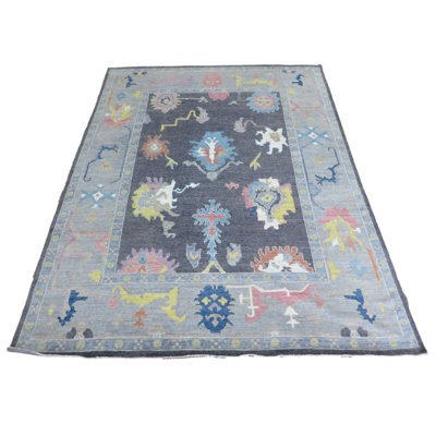 Hand Knotted Charcoal Black Turkish Oushak Oriental Rug 239B3ECF51B845B3B4791BF89B1A704B