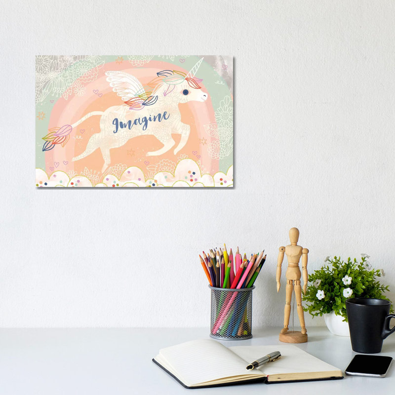 Imagine Unicorn by Lizzy Doyle - Wrapped Canvas Print, 20.32 cm H x 30.48 cm W