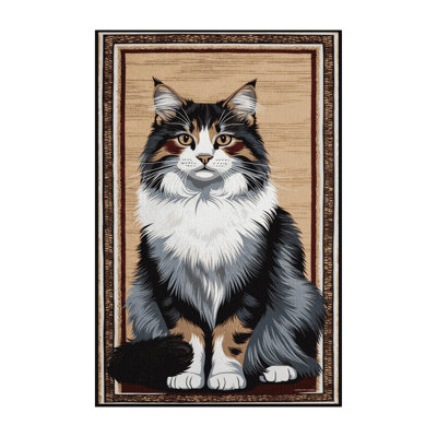 Washable Norwegian Forest Cat Cats Area Rug