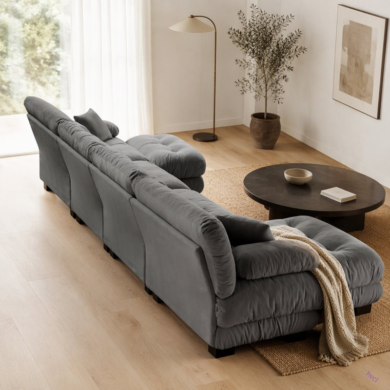 Canapé modulaire à combinaison libre, canapé en forme de U pour le salon, canapé confortable à 4 places avec 2 repose-pieds, chenille