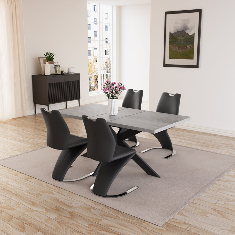Ensemble de salle à manger Modern Kitchen, table de salle à manger extensible avec chaises, H 30 po x L 63 po x l 35,4 po