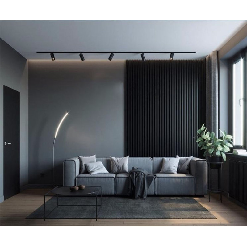 106" L x 5.75" W Shiplap Wood Wall Paneling, 3D Slat Wood Wall Panels, Black Texture