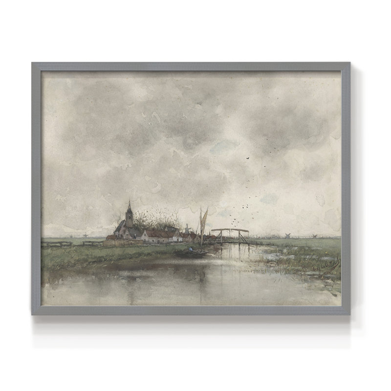 Paysages rétro-CD XXXI-impression encadrée - réaménageable, H 22 po x l 28 po, Gris