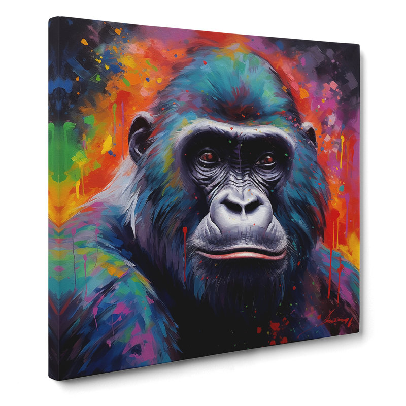 Gorilla Color Field Painting No.2 - Wrapped Canvas, 50cm H x 50cm W x 3cm D