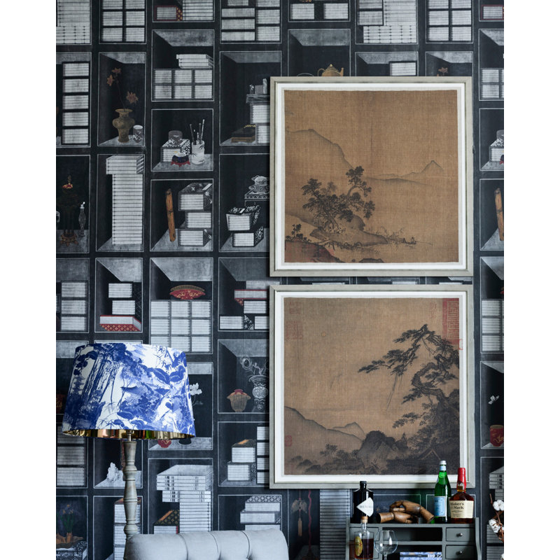 The Home Of An Eccentric Man Wallpaper Roll, Gray/Anthracite/Brown