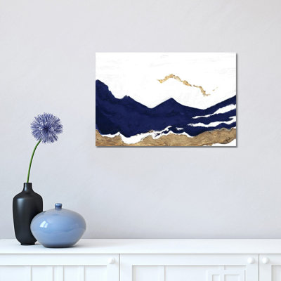 Navy And Gold Tierra II by Patricia Pinto - Wrapped Canvas Painting