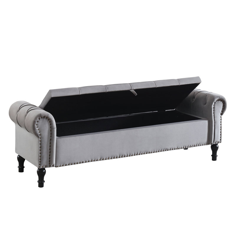 66.9'' Tufted Upholstered Storage Bench, Grey