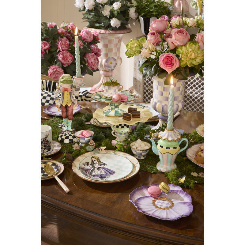Violet Check Tabletop Pedestal Urn