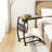 C Shaped End Table With Storage Pocket And Rolling Wheels For Laptop Coffee Snack, Light Walnut