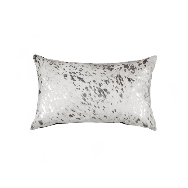 Coussin lombaire en cuir Torino, Argent/Beige