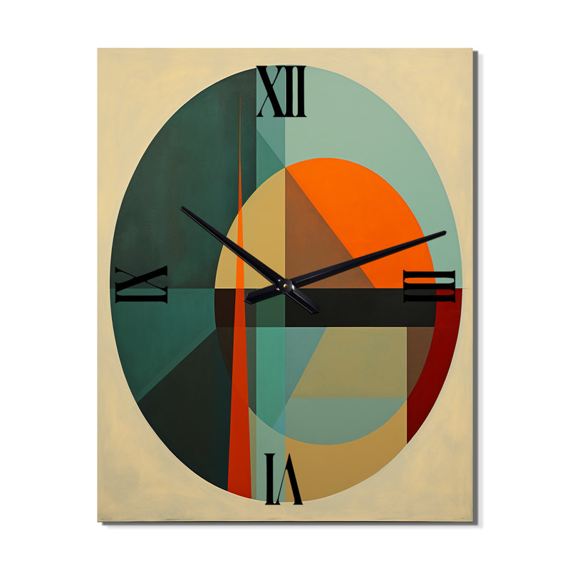 Horloge murale Odyssey Midcentury Retro Abstract Geometrics II - Abstract Mid Century, H 32 po x l 16 po x P 1 po