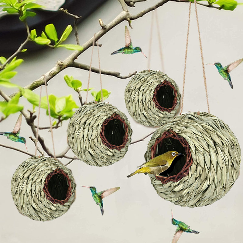 ENSEMBLE DE 4 nichoirs à colibris suspendus pour l'extérieur nid d'oiseau tissé à la main