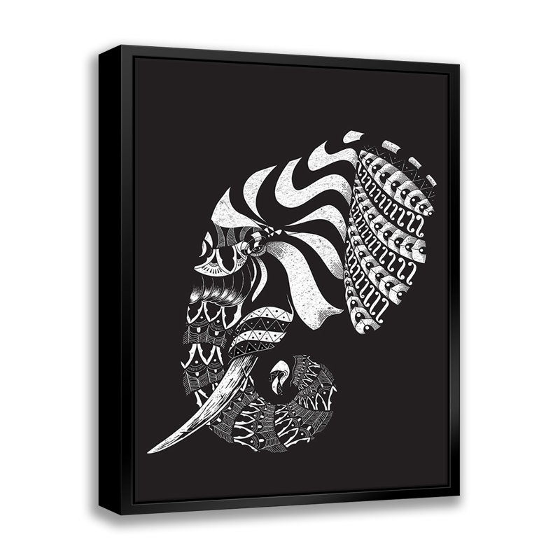 Ornate Elephant II - cadre flottant, impression sur toile, H 20 po x l 16 po